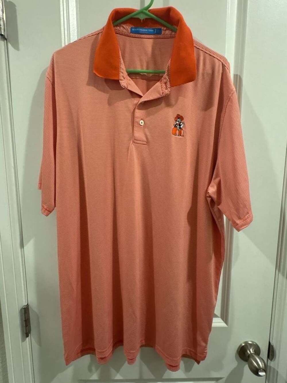 Southern Tide OSU Cowboys Orange & White Striped Performance Polo Shirt XL